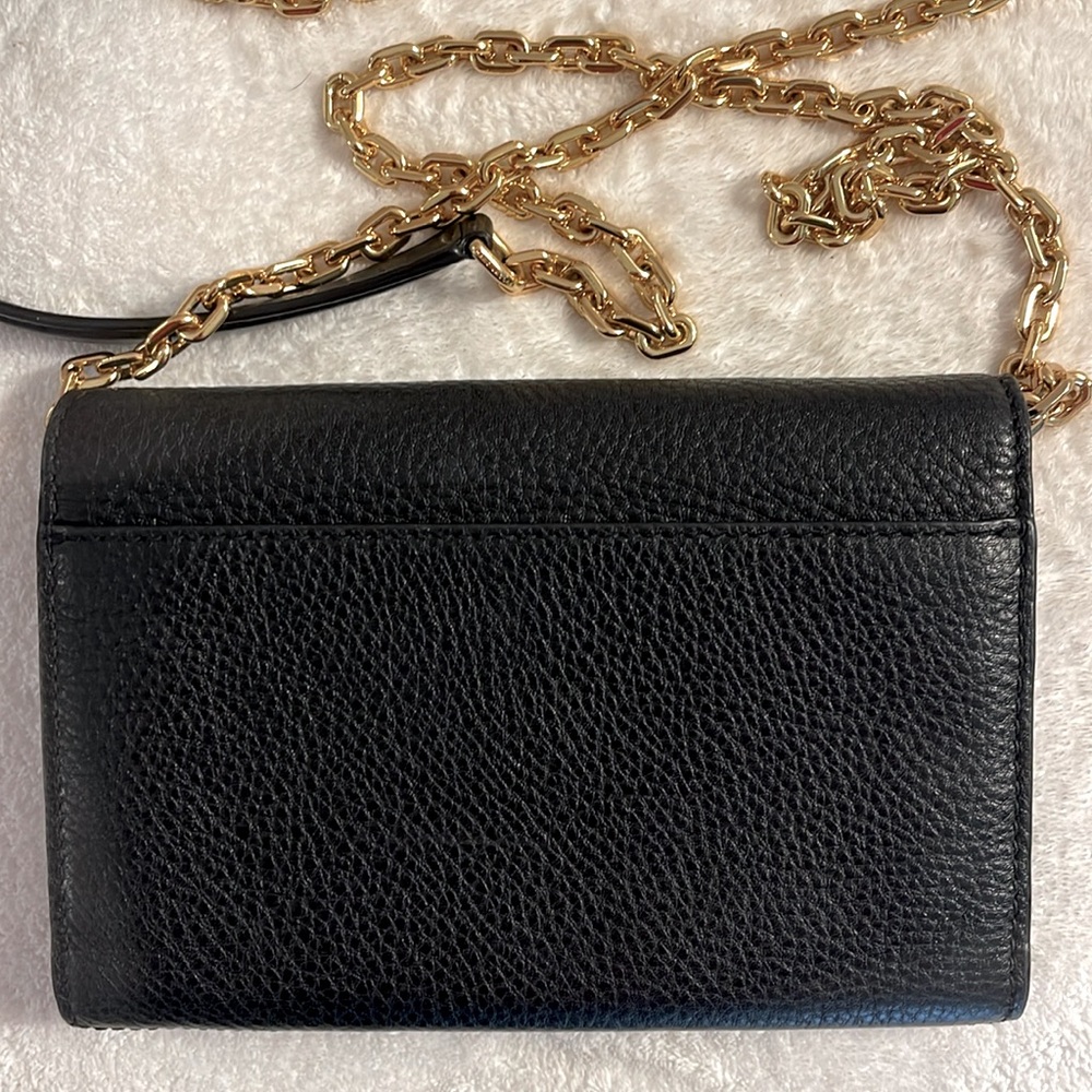 Marc Jacobs Empire City Pebbled Leather Wallet Crossbody Gold Chain No Callouts - Picture 3 of 17